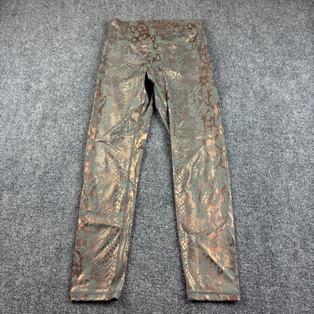 ZYIA Women’s Grey/metallic copper Snake print Athletic leggings size: 6-8 - Picture 2 of 7